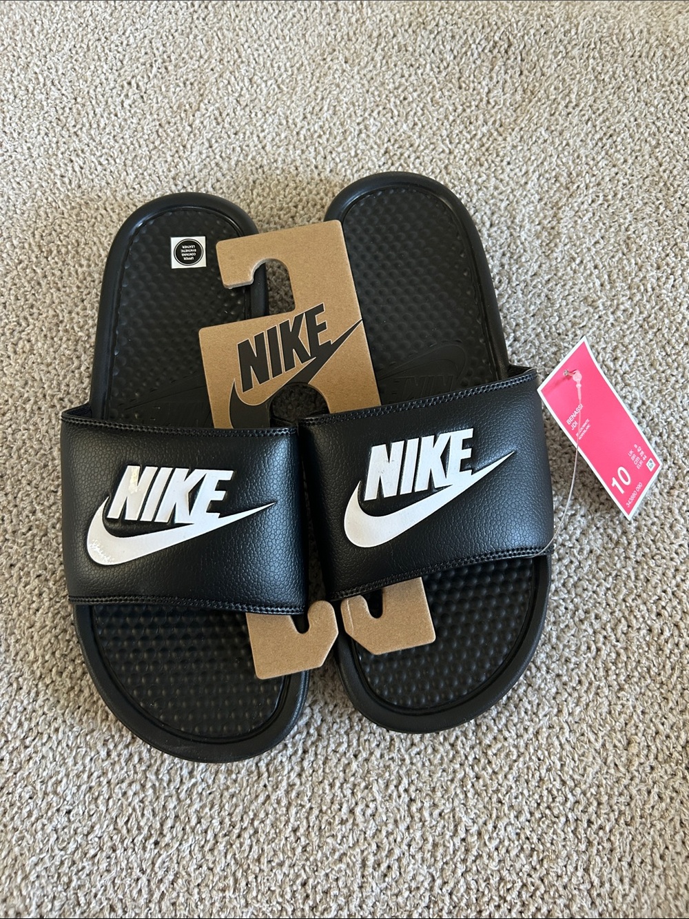 Nike Black Slide Sandals with White Swoosh